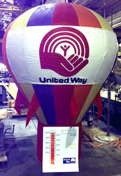 French Oil Fundraising United Way Balloon with Logo and Fundraising Metrics