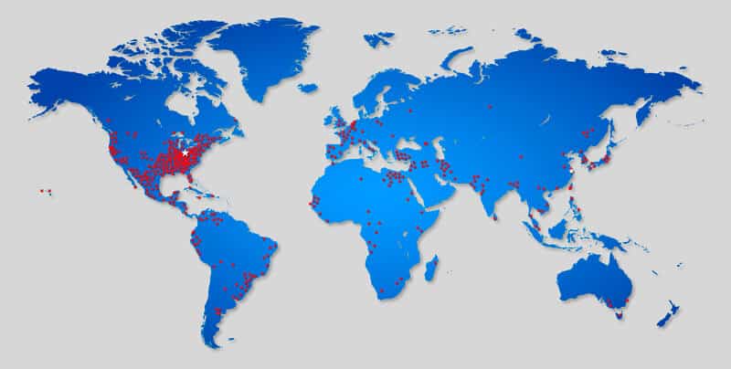 Hydraulic Press Exporting - Map of French Equipment Installations in Over 80 Countries Worldwide